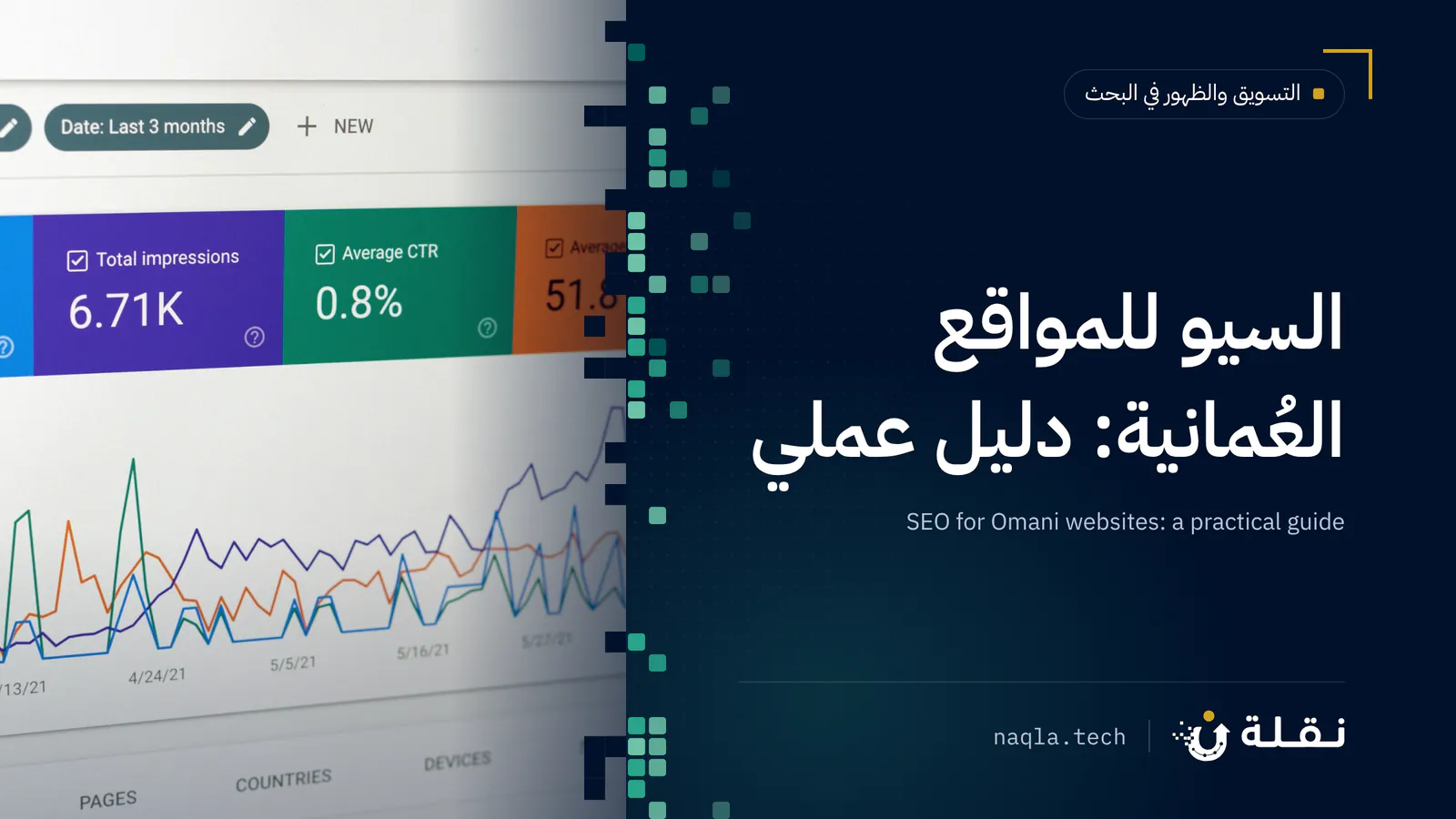 شاشة تعرض رسومًا بيانية لظهور موقع ونقراته في البحث